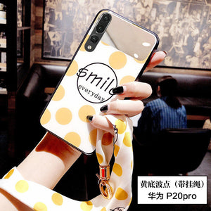 补妆镜华为p30手机壳女mate20全包防摔p30pro玻璃mate10潮牌p20lite硅胶mate20pro个性创意p20pro带挂绳p20