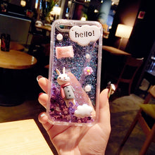 Load image into Gallery viewer, 网红兔子三星m10可爱手机壳m20创意闪粉三星a70液体流沙硅胶软套