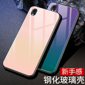 VIVO Y91C手机壳玻璃vivoy91国内版保护套网红简约男女纯色渐变