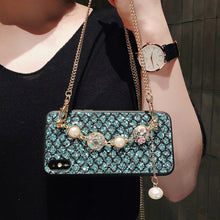 Load image into Gallery viewer, 三星s10plus手机壳奢华斜跨s9+闪粉s10+挂链女M20潮牌A70/60软壳5