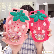 Load image into Gallery viewer, 减压流沙草莓iPhoneXSMax手机壳苹果X软壳硅胶防摔7plus/8p可爱Xr