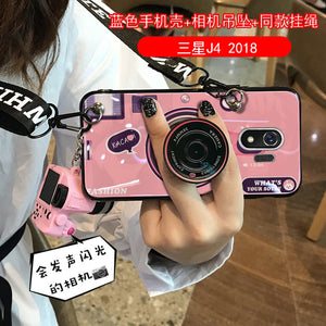三星s7相机手机壳网红镭射蓝光s8 +手机壳防摔j42018带挂绳挂脖s8plus男女款潮软硅胶s7edge曲屏情侣