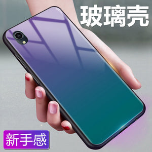 VIVO Y91C手机壳玻璃vivoy91国内版保护套网红简约男女纯色渐变