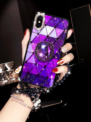 苹果x手机壳女款镶钻xs网红xr菱格xsmax潮牌iphonex硅胶xr保护套带挂绳时尚max水钻支架个性抖音潮女创意潮款