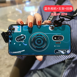 三星s7相机手机壳网红镭射蓝光s8 +手机壳防摔j42018带挂绳挂脖s8plus男女款潮软硅胶s7edge曲屏情侣