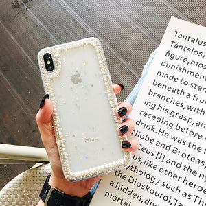 奢华水钻珍珠滴胶8plus苹果X手机壳iphone11Pro/Max全包软壳7/8plus个性女款xsmax苹果XR硅胶防摔6s保护套潮