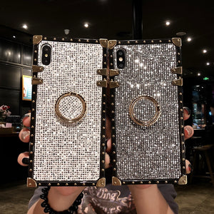 iphonexs max手机壳女款带钻xs硅胶苹果x软壳8plus全包ip7方形个性苹果6/6s潮牌防摔plus创意保护套