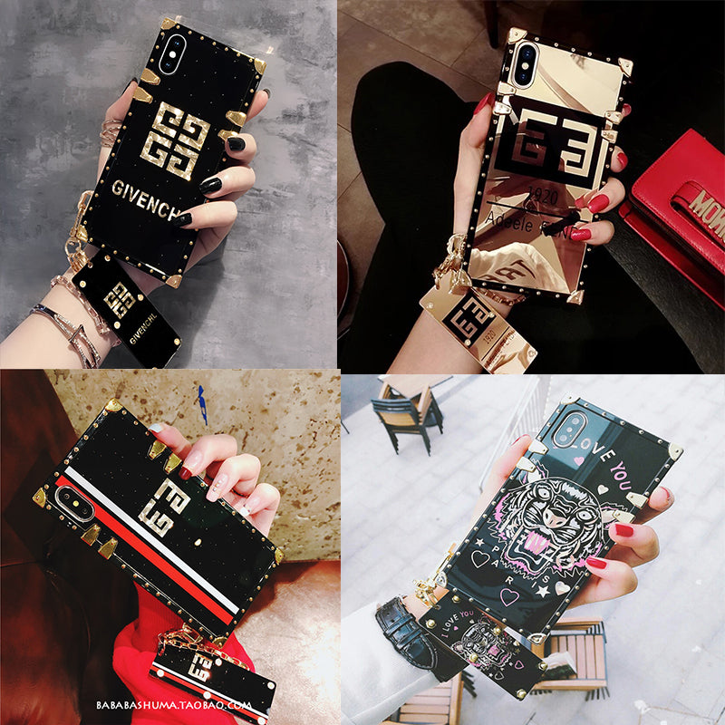 三星s10手机壳潮牌硅胶韩国s9+时尚个性方形镜面女款s8plus全包套