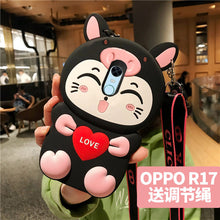 Load image into Gallery viewer, 可爱猫咪oppoA7X手机壳R17/A9X手机套OPPO R15/r11s卡通硅胶a73防摔A79t挂绳A5/A7x可爱全包边软保护壳少女潮