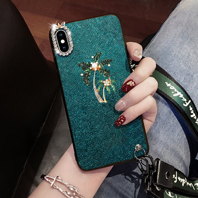 红米K20祖母绿K20PRO创意红米Note7手机壳PRO水钻兰花红米6挂绳6A保护套Redmi7女款7A奢华小米Play挂脖潮牌韩