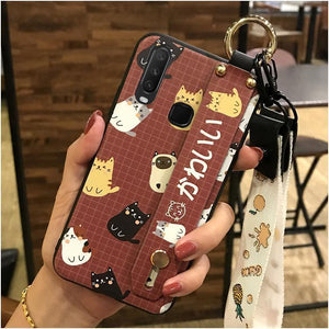 爆款VIVO Y17手机壳腕带支架保护套Y3/Y15/Y12可爱卡通挂绳软壳