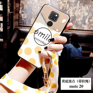 补妆镜华为p30手机壳女mate20全包防摔p30pro玻璃mate10潮牌p20lite硅胶mate20pro个性创意p20pro带挂绳p20