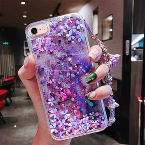 苹果x手机壳苹果6splus闪粉液体流沙iphone7全包防摔8p女款软壳潮