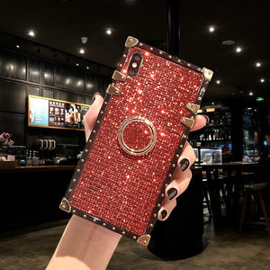 iphonexs max手机壳女款带钻xs硅胶苹果x软壳8plus全包ip7方形个性苹果6/6s潮牌防摔plus创意保护套