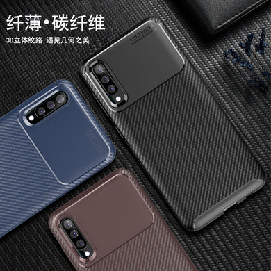 逸圣 三星A50手机壳 Galaxy A50保护套 碳纤维硅胶防摔软壳