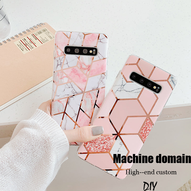 电镀流金三星s10+手机壳s8+软胶s9+防摔套note10+大理石纹note8/9