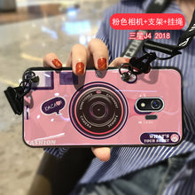 Load image into Gallery viewer, 三星s7相机手机壳网红镭射蓝光s8 +手机壳防摔j42018带挂绳挂脖s8plus男女款潮软硅胶s7edge曲屏情侣