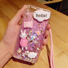 Load image into Gallery viewer, 网红兔子三星m10可爱手机壳m20创意闪粉三星a70液体流沙硅胶软套