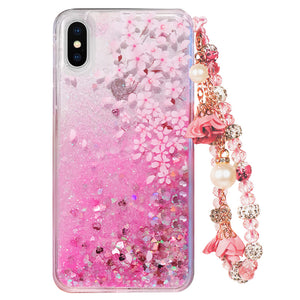 苹果x手机壳苹果6splus闪粉液体流沙iphone7全包防摔8p女款软壳潮