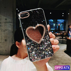 OPPOA7x手机壳保护套A7X滴胶18015水钻OPPO F9防摔pbbtoo潮女PBBM00个性6.3寸镜子18013闪粉PBBT00时尚啊七叉