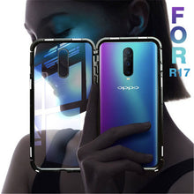 Load image into Gallery viewer, 手机壳OPPO A1K钢化玻璃双面透明创意全包镜面玻璃磁吸翻盖式全屏覆盖保护套金属边框万磁王硬壳Realme C2