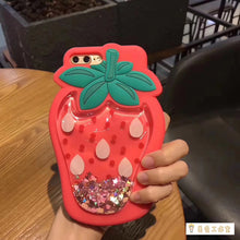 Load image into Gallery viewer, 减压流沙草莓iPhoneXSMax手机壳苹果X软壳硅胶防摔7plus/8p可爱Xr