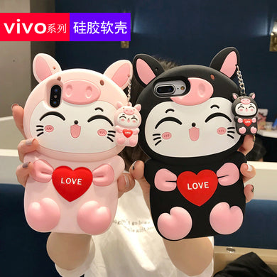 新款猫咪小米9手机壳保护套小米6X卡通硅胶小米note7防摔红米note8pro少女款note5挂绳5plus立体可爱全包软壳