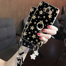 Load image into Gallery viewer, 流苏三星S8手机壳女款星星闪粉网红玻璃镜面全包防摔韩国潮S8+加曲屏硅胶套硬s8plus曲面透明可爱个性创意十