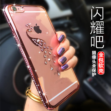 苹果6s手机壳iphone6s plus软壳六女硅胶透明水钻奢华防摔保护套苹果6个性包边潮流六代手机套iPhone6带钻壳