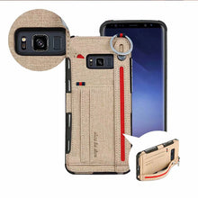 Load image into Gallery viewer, 三星s8手机壳防摔帆布轻薄保护套S9+plus硅胶边框外壳s8+防手汗防摔滑创意布纹后盖s9多功能男女金属指环扣新