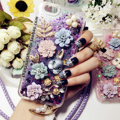 可爱卡通流沙iphone xsmax手机壳11 pro奢华苹果8plus挂绳xr潮女7