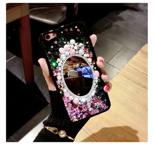 日韩三星note9手机壳流沙s10硅胶套个性女创意水钻化妆镜s10plus