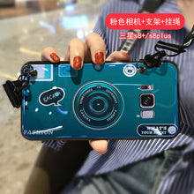 Load image into Gallery viewer, 三星s7相机手机壳网红镭射蓝光s8 +手机壳防摔j42018带挂绳挂脖s8plus男女款潮软硅胶s7edge曲屏情侣