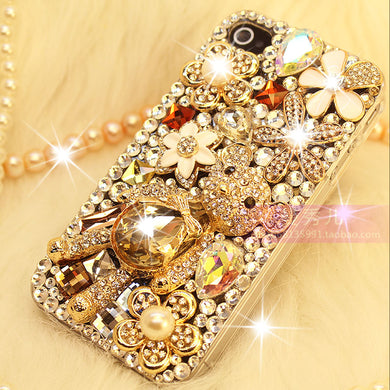 奢华熊iphonex手机壳苹果8p带钻女款7plus镶钻女xsmax水钻ix潮牌欧美xr新款6s网红6plus满钻xmax硅胶iphonexr