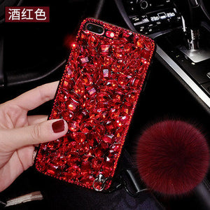 XS MAX秋冬新款苹果X手机壳红色6女款挂绳iphone8护套iphone7plus全包iphoneX网红同款XR带钻8大气毛球6S满钻