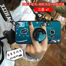 Load image into Gallery viewer, 三星s7相机手机壳网红镭射蓝光s8 +手机壳防摔j42018带挂绳挂脖s8plus男女款潮软硅胶s7edge曲屏情侣