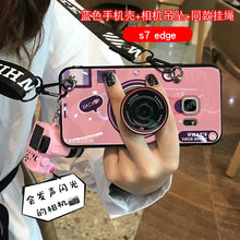 Load image into Gallery viewer, 三星s7相机手机壳网红镭射蓝光s8 +手机壳防摔j42018带挂绳挂脖s8plus男女款潮软硅胶s7edge曲屏情侣