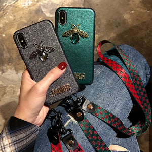 蜜蜂三星S9Plus手机壳S10+挂绳潮牌S9水钻S10e防摔S8+网红S10女款