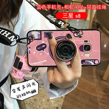 Load image into Gallery viewer, 三星s7相机手机壳网红镭射蓝光s8 +手机壳防摔j42018带挂绳挂脖s8plus男女款潮软硅胶s7edge曲屏情侣