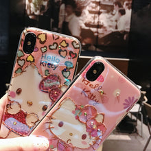 Load image into Gallery viewer, 闪钻浮雕卡通苹果6s手机壳iphone7/8/plus蓝光软套女款x奢华iphonexs max少女xr潮6splus苹果xs个性11promax