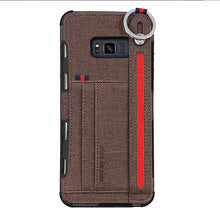 Load image into Gallery viewer, 三星s8手机壳防摔帆布轻薄保护套S9+plus硅胶边框外壳s8+防手汗防摔滑创意布纹后盖s9多功能男女金属指环扣新