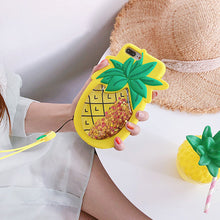 Load image into Gallery viewer, 减压液体菠萝草莓苹果X手机壳挂绳iPhone6splus硅胶套8/7plus女款