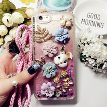Load image into Gallery viewer, 可爱卡通流沙iphone xsmax手机壳11 pro奢华苹果8plus挂绳xr潮女7
