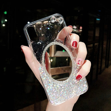 苹果x手机壳潮牌iphone7plus带镜子时尚8p明星同款6s水钻奢华11promax女款xs软胶防摔闪粉xsmax不熬夜的网红