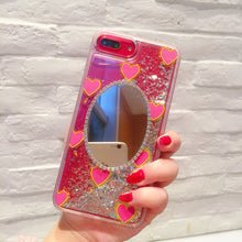 Load image into Gallery viewer, 日韩镜子闪粉水钻苹果6plus手机壳iPhone7镜面x透明女款六软硅胶8