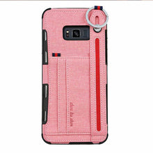 Load image into Gallery viewer, 三星s8手机壳防摔帆布轻薄保护套S9+plus硅胶边框外壳s8+防手汗防摔滑创意布纹后盖s9多功能男女金属指环扣新