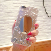 Load image into Gallery viewer, 日韩镜子闪粉水钻苹果6plus手机壳iPhone7镜面x透明女款六软硅胶8