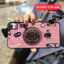 Load image into Gallery viewer, 三星s7相机手机壳网红镭射蓝光s8 +手机壳防摔j42018带挂绳挂脖s8plus男女款潮软硅胶s7edge曲屏情侣