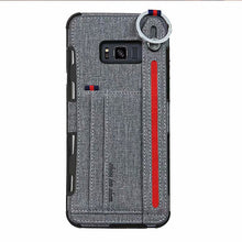 Load image into Gallery viewer, 三星s8手机壳防摔帆布轻薄保护套S9+plus硅胶边框外壳s8+防手汗防摔滑创意布纹后盖s9多功能男女金属指环扣新