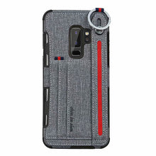 Load image into Gallery viewer, 三星s8手机壳防摔帆布轻薄保护套S9+plus硅胶边框外壳s8+防手汗防摔滑创意布纹后盖s9多功能男女金属指环扣新